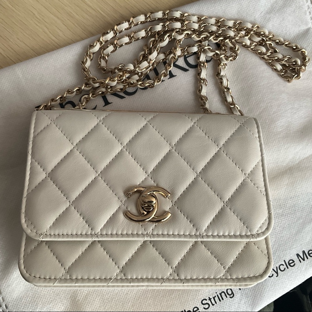 CHANEL Trendy CC Mini Wallet on Chain WOC White Cream Crossbody Bag